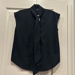 Sleeveless Black Blouse with Tie Detail